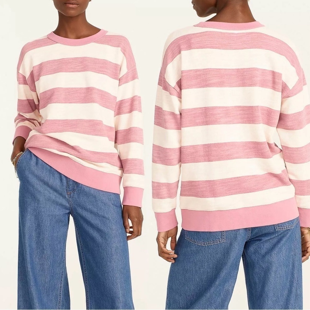 J.Crew Vintage cotton terry relaxed-fit pullover in rugby stripe size XS